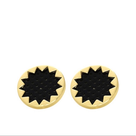 House of Harlow 1960 Jewelry - HOUSE OF HARLOW SUNBURST BUTTON EARRINGS BLACK